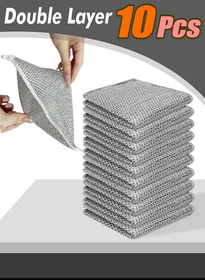 BD Prime Ventures Wire Cleaning Cloths, 10-Pack Multipurpose Dishwashing Rags, Reusable Kitchen Scrubber, Effective Dishcloth Rag for Cookware (Silver) - Image 2